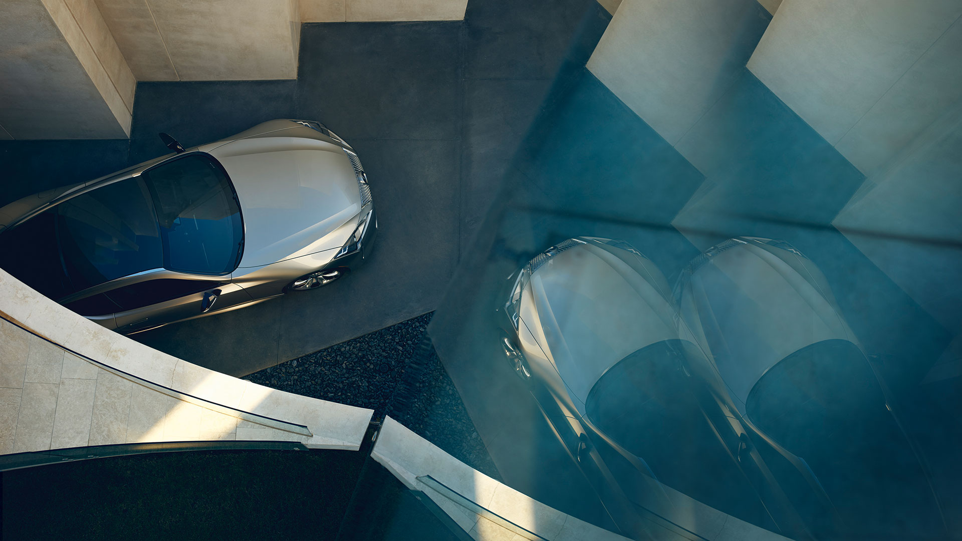 Lexus LC künstlerisch von oben