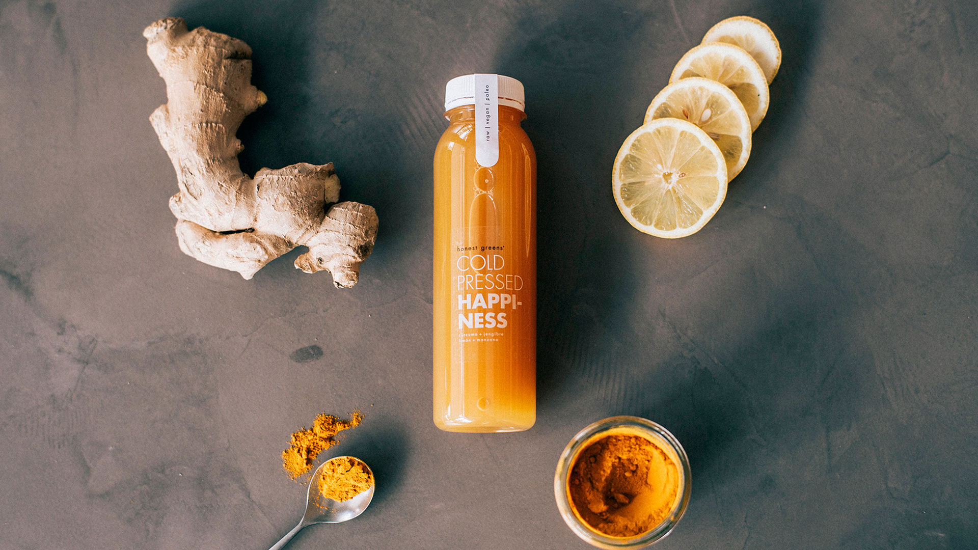 Bodegón de con comida de Honest Greens en Madrid