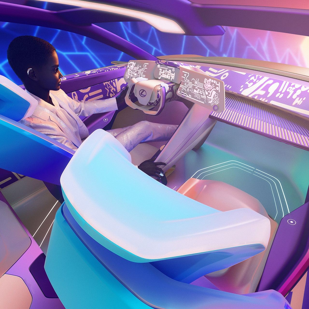 Lexus e Supermodelo virtual no interior do LF Z Electrified Image